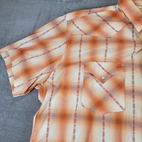 Mens Lucky Brand‎ 2XL Plaid Short Sleeve Western Aztec Snap Up Shirt - Picture 5 of 10